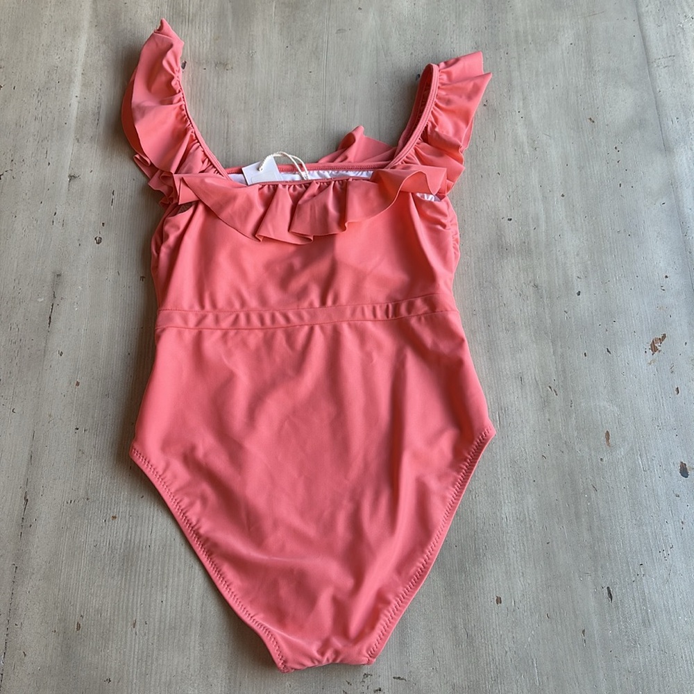 Minnow Coral Ruffle One Piece - Picture 4 of 9